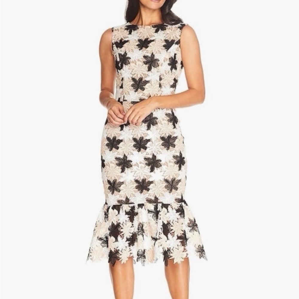 Dress The Population Floral Ruffled Hem Midi Dress